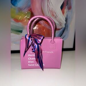 Latico Pink Tote with Striped Scarf